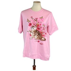 Woman’s Endless Design kitten picture short sleeve sweatshirt size M